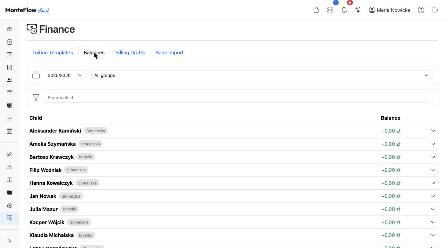 Bank statement reconciliation matching payments to parents by IBAN