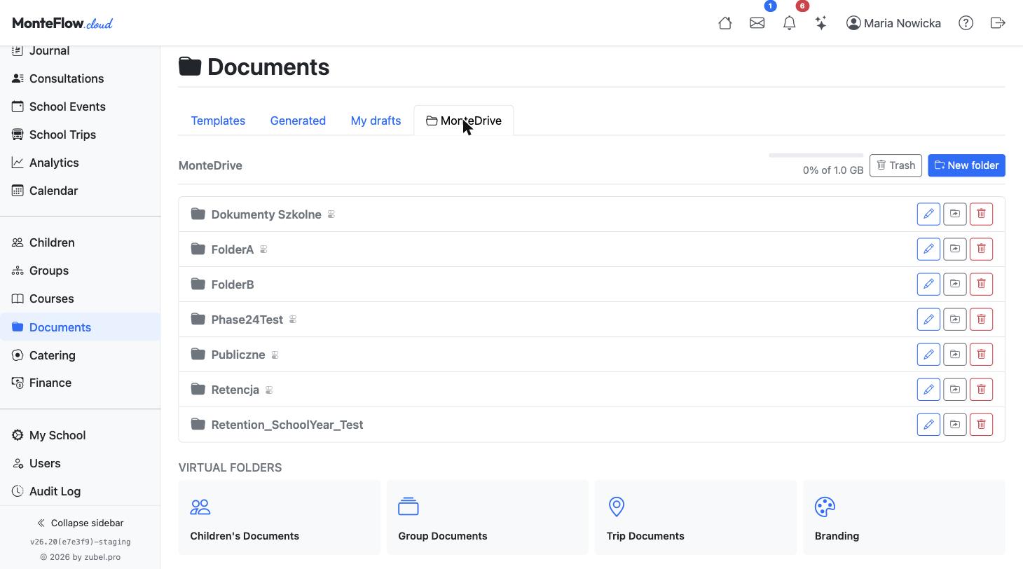 Document library, document generator, internal messaging and shared calendar